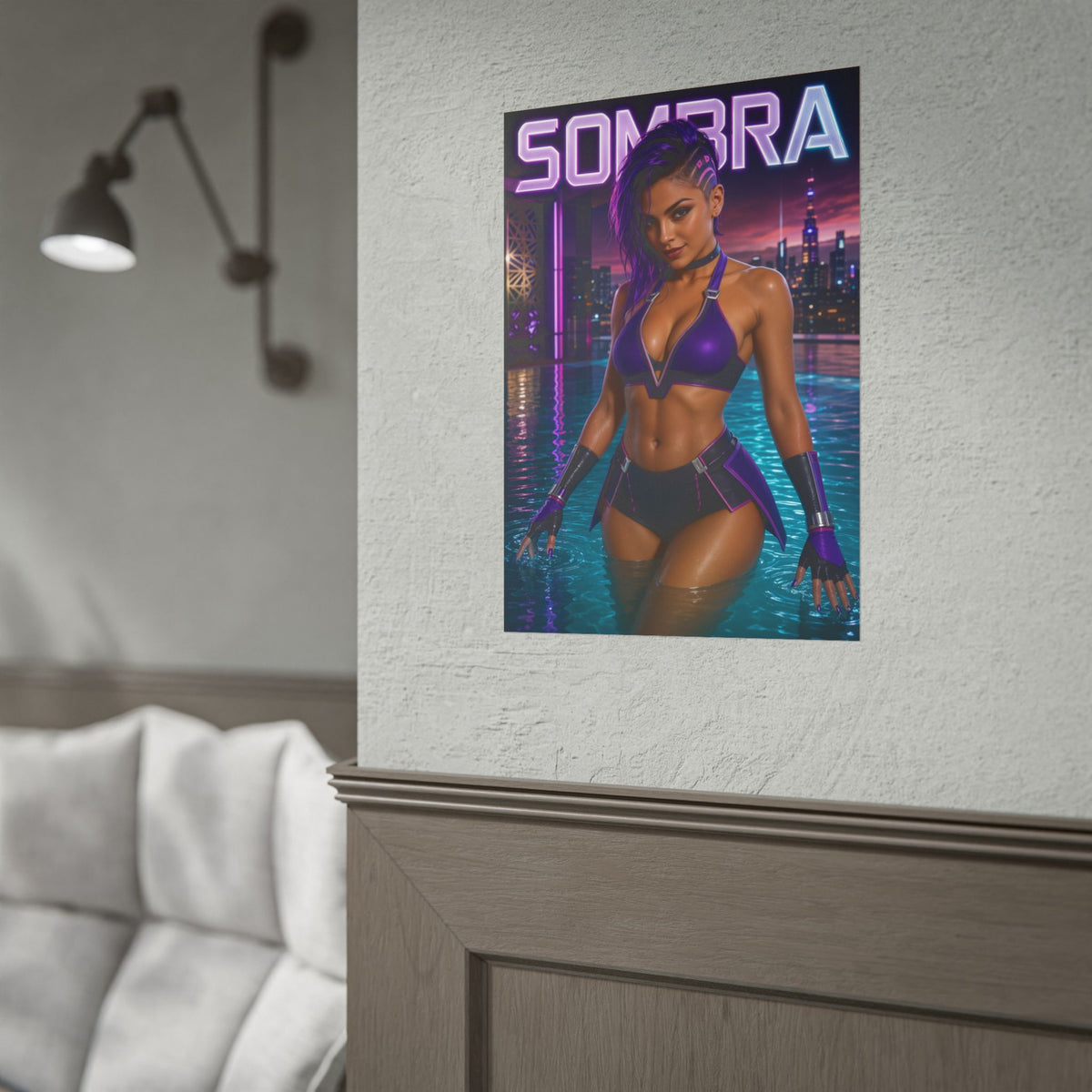 Gaming Wall Art Sombra Overwatch Poster Bedroom Game Room Decor Art Print