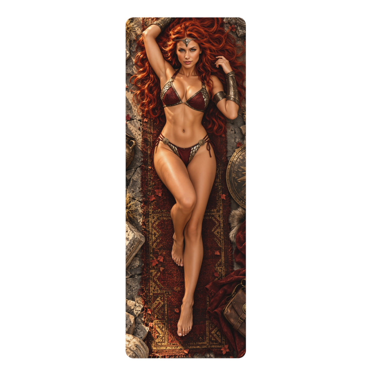 Red Sonja Exercise Fitness Yoga Mat Non Slip Workout Mat 24x72