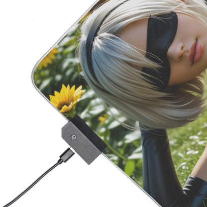 2B Schreibtischunterlage – LED RGB-Pad, Nier Automata Waifu Anime-Mädchen Gaming-Setup