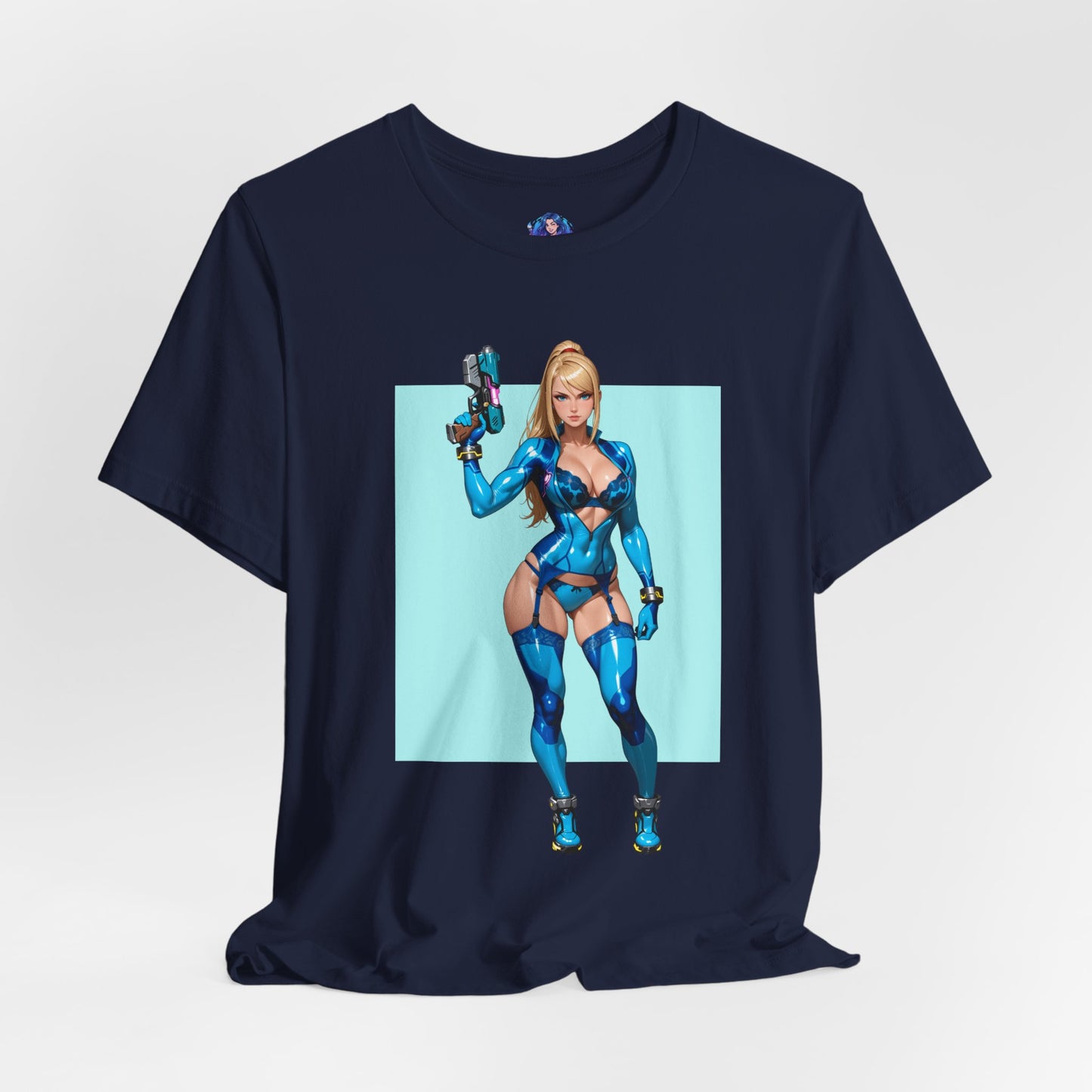 Samus Aran Grafik-T-Shirt | Sci-Fi-Kopfgeldjäger-T-Shirt für Gamer | Anime-Power-Armor-Shirt