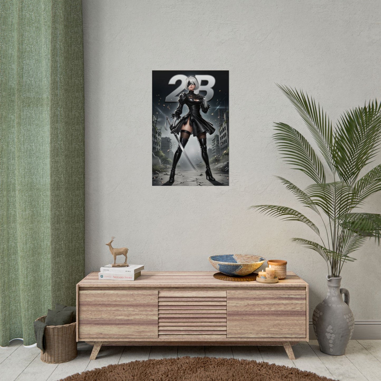 2B Nier Automata Art Print, Sci Fi Game Poster, Futuristic Woman Wall Decor, Gaming Room Setup, Gamer Gift