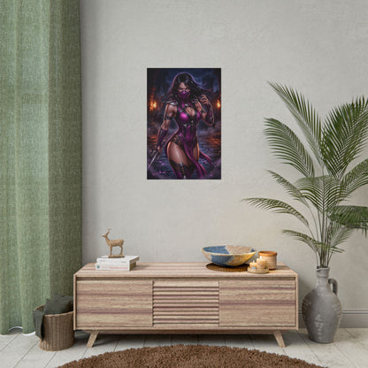 Mileena Mortal Kombat Poster Fighter Woman Wall Art Masked Warrior Girl Print Fighting Game Character Gaming Room Decor Gift