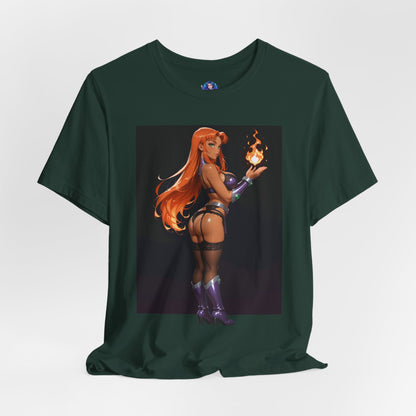 Starfire-T-Shirt mit Grafik | DC Comics-T-Shirt für Otakus und Cosplay-Fans | Sexy Alien-Heldin-Shirt