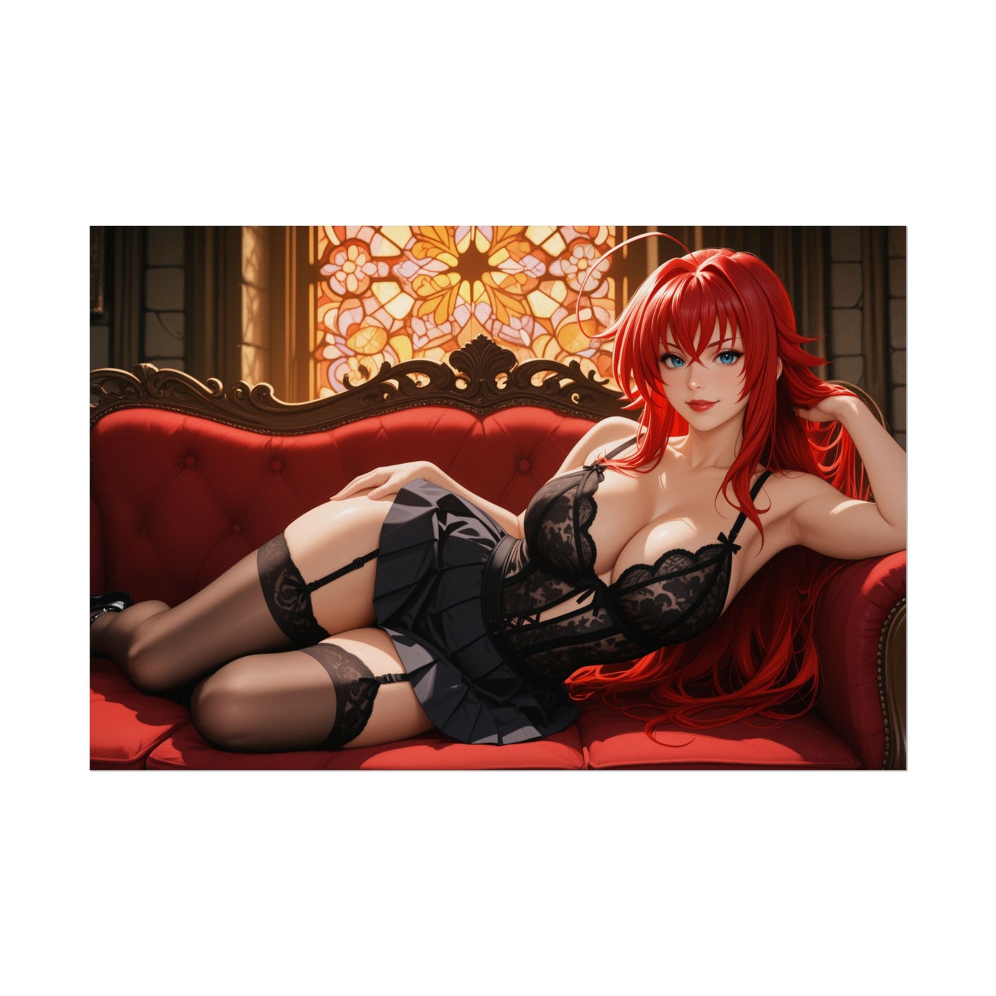 Rias Gremory Anime Poster | Crimson-Haired Waifu Wall Art for Otaku Decor