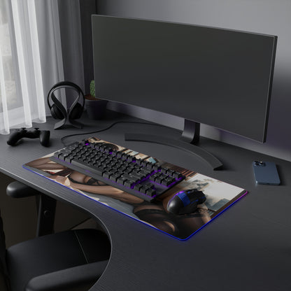 Mikasa Ackerman Desk Mat – LED RGB Pad, Waifu Anime Girl Gaming Setup
