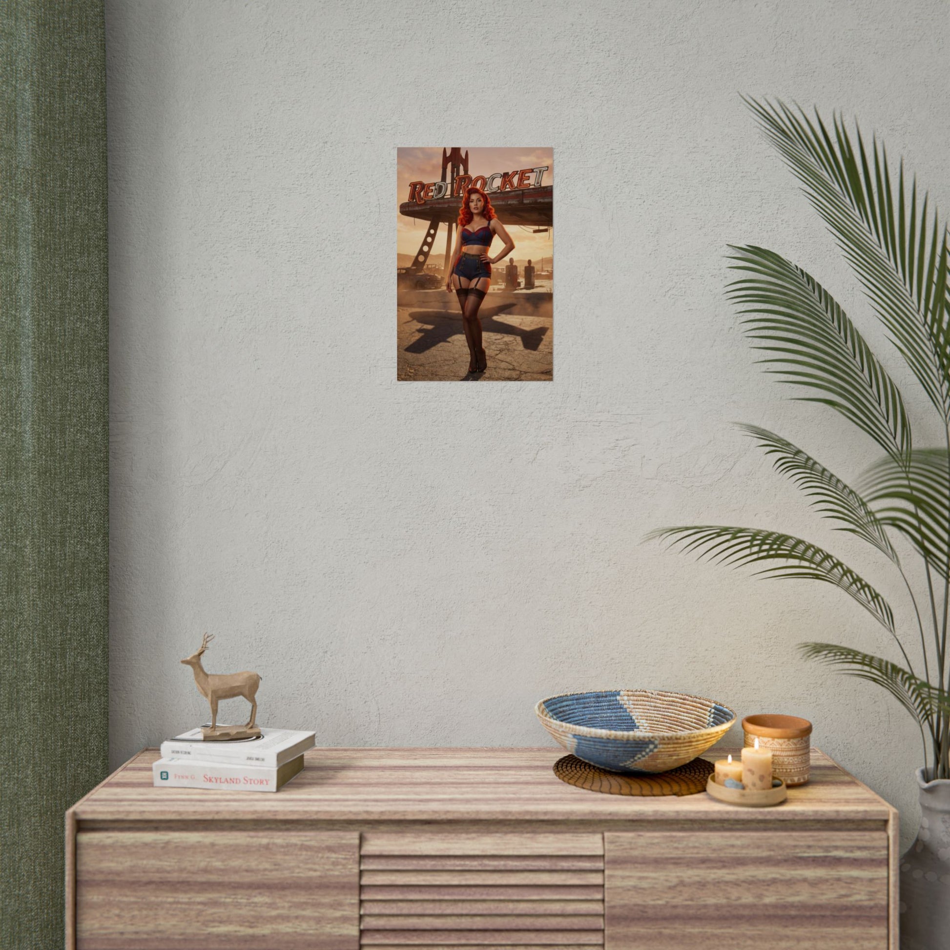 Fallout Redhead Woman Poster / Fallout Redhead Wall Art / Fallout Redhead Art Print / Fallout Poster - pinup redhead in confident pose wall art