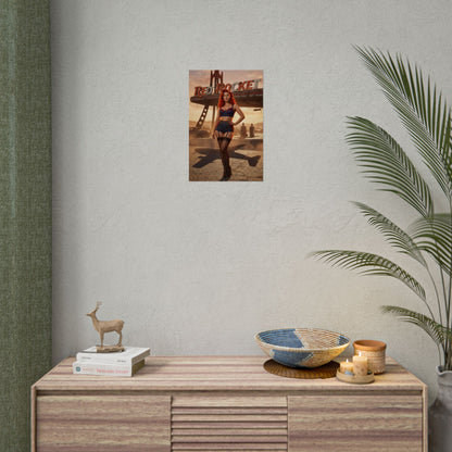Fallout Redhead Woman Poster / Fallout Redhead Wall Art / Fallout Redhead Art Print / Fallout Poster - pinup redhead in confident pose wall art
