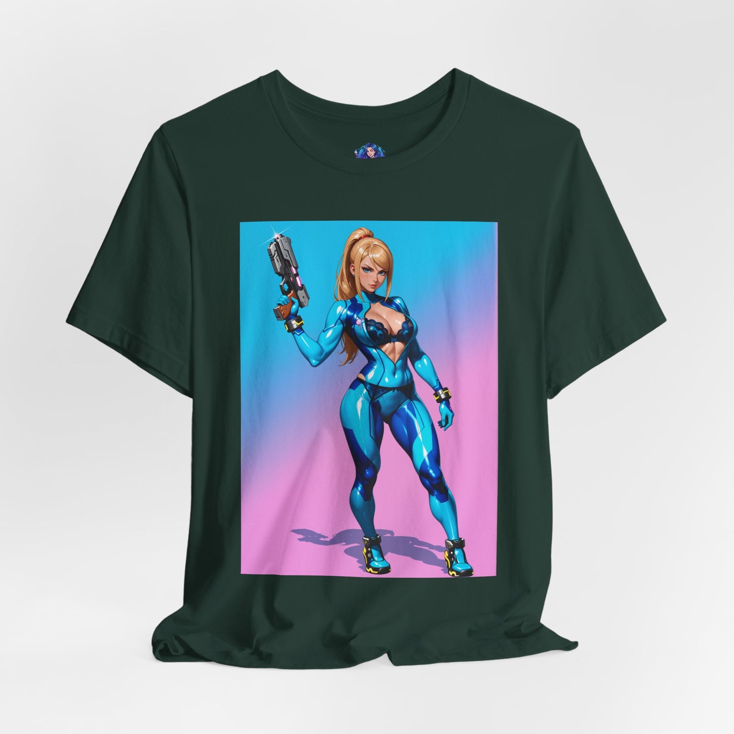 Samus Aran Grafik-T-Shirt | Sci-Fi-Kopfgeldjäger-T-Shirt für Gamer | Anime-Kriegerinnen-Shirt