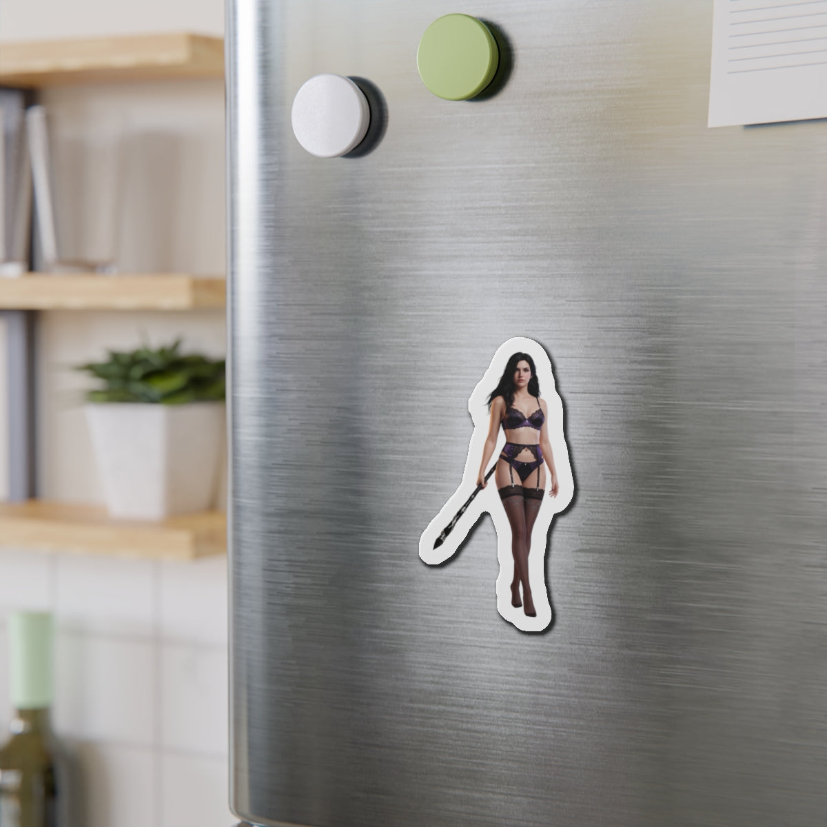 Yennefer Magnet – Fantasy Sorceress Fridge Magnet, Anime Style Decor - die-cut vinyl fridge magnet showing Yennefer in anime-style artwork
