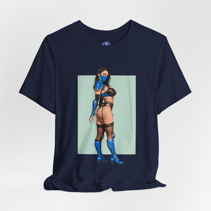 Kitana Grafik-T-Shirt | Mortal Kombat T-Shirt für Otakus und Kampfspielfans | Blaues Ninja-Waifu-Shirt