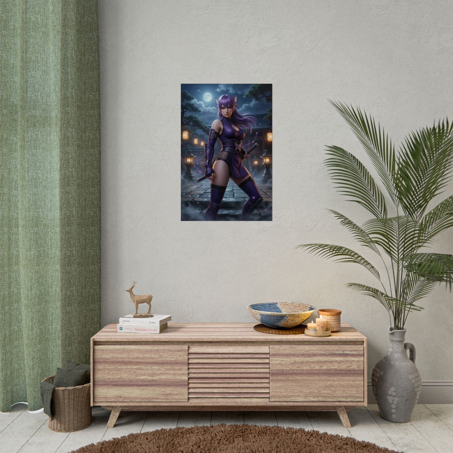 Ayane Dead or Alive Poster Ninja Woman Wall Art Purple Hair Girl Print Fighter Character Gaming Room Decor Gift