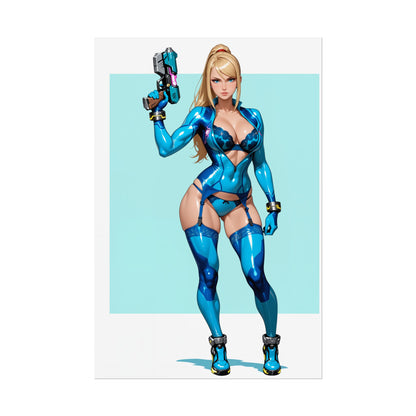 Samus Aran Wandbild, Poster einer futuristischen Heldin, Anime-Mädchen-Dekoration