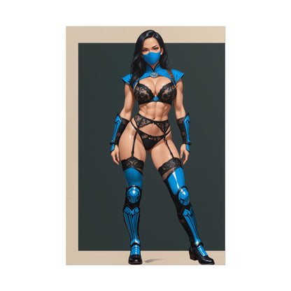 Kitana-Poster, Mortal Kombat Anime-Mädchen-Kunstdruck, Waifu-Kämpferin-Wanddeko