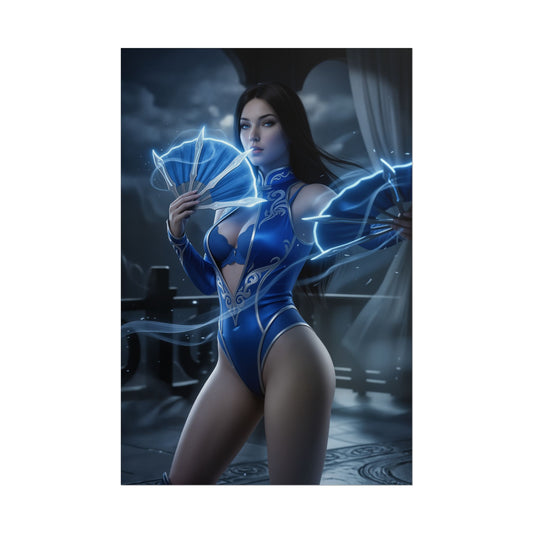 Kitana Mortal Kombat Poster, Mortal Kombat Wall Art, Blue Ninja Girl Print, Fighting Game Decor, Gamer Gift