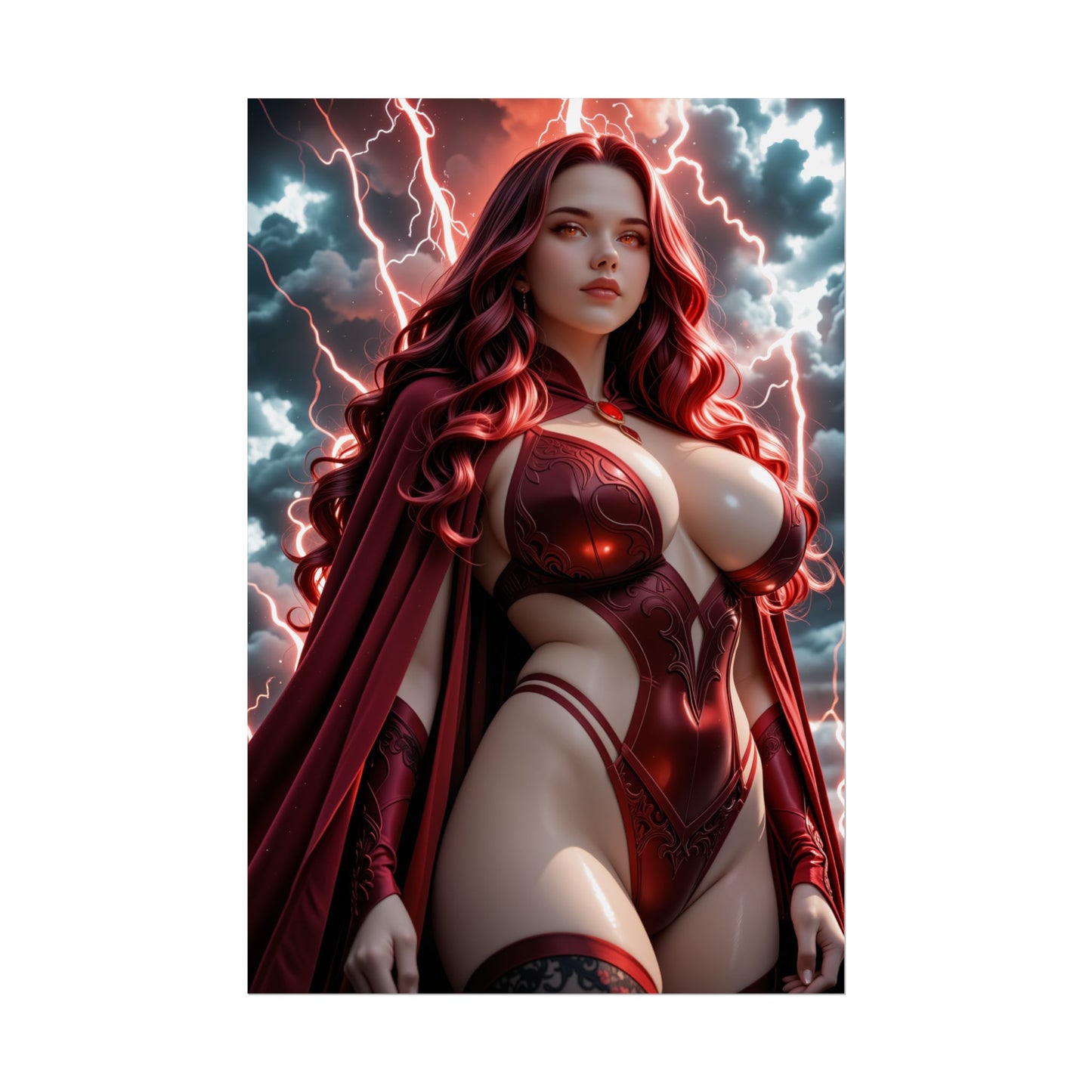 Настінний плакат із зображенням фентезійної героїні | Художній принт із зображенням багряної відьми Вайфу для декору отаку