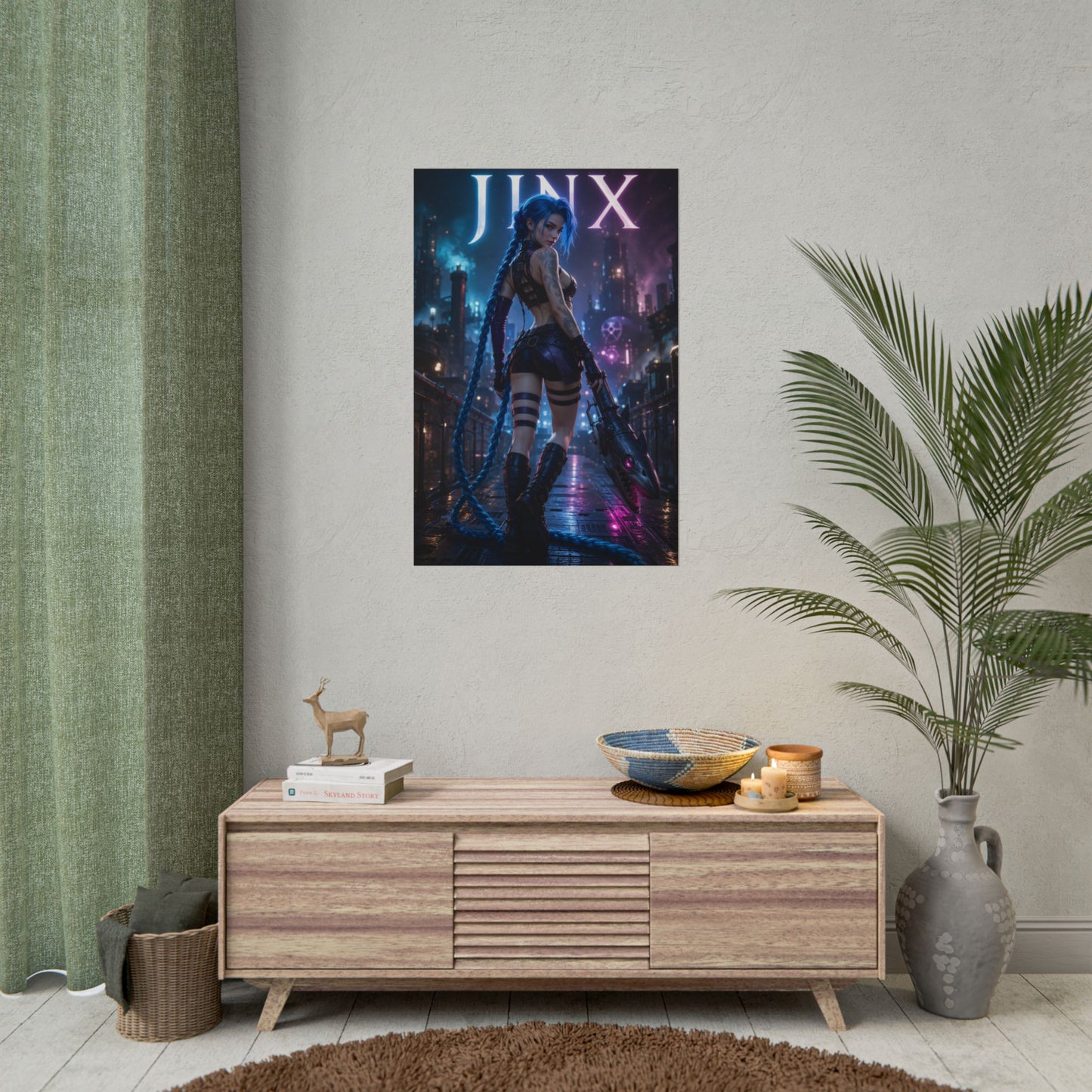 League of Legends Jinx Poster Arcane Gaming Wall Art Print