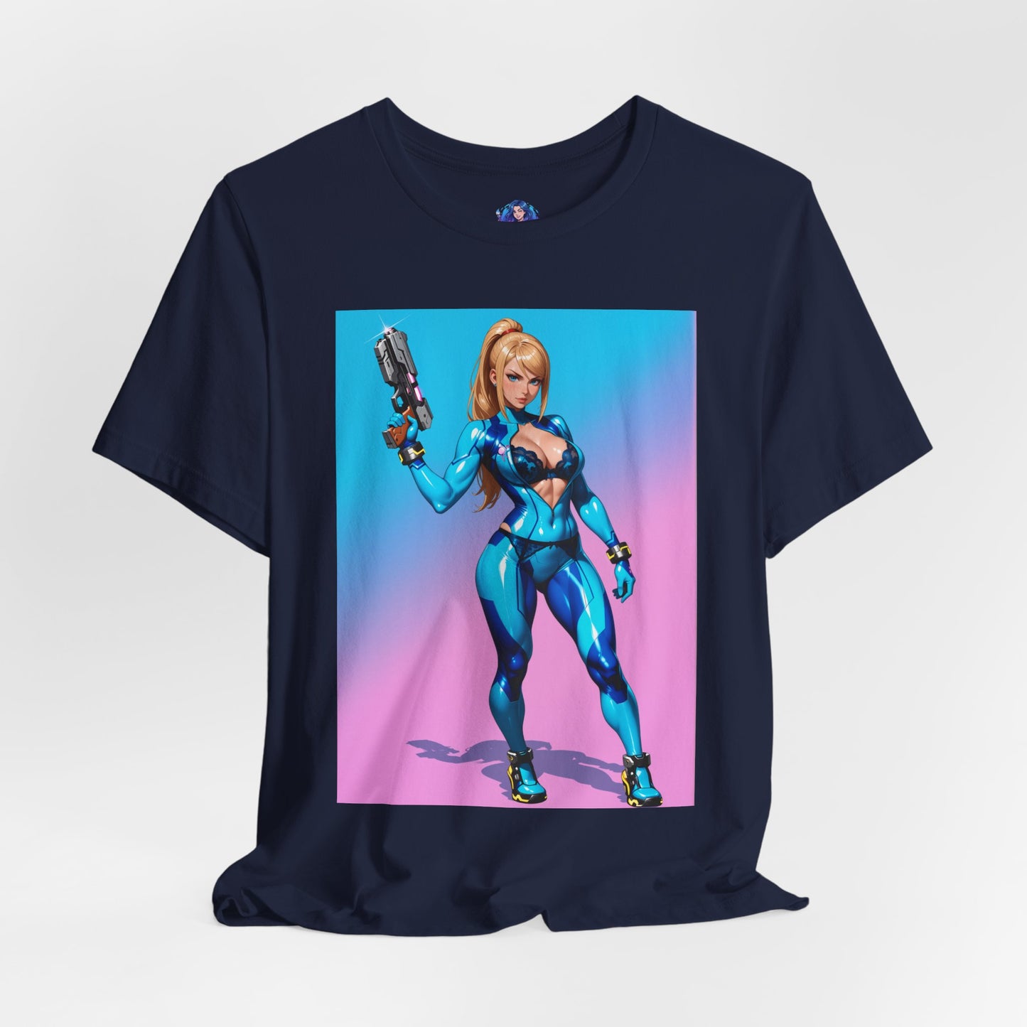 Samus Aran Grafik-T-Shirt | Sci-Fi-Kopfgeldjäger-T-Shirt für Gamer | Anime-Kriegerinnen-Shirt