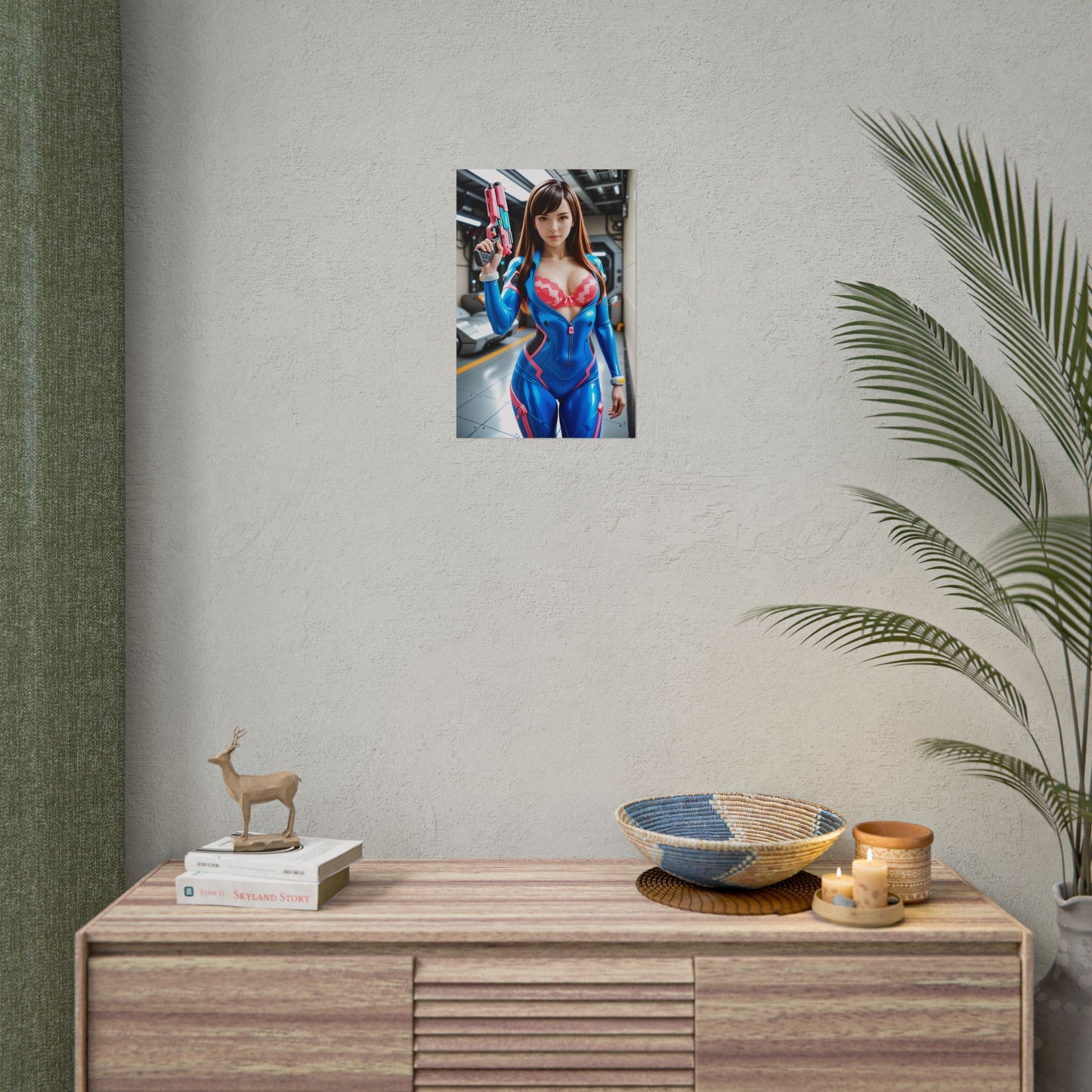 D.Va Anime Poster, Mecha Pilot Waifu Art Print, Gamer Room Wall Decoration