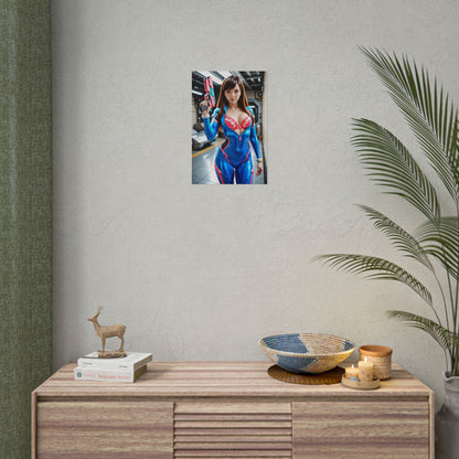 D.Va Anime Poster, Mecha Pilot Waifu Art Print, Gamer Room Wall Decoration