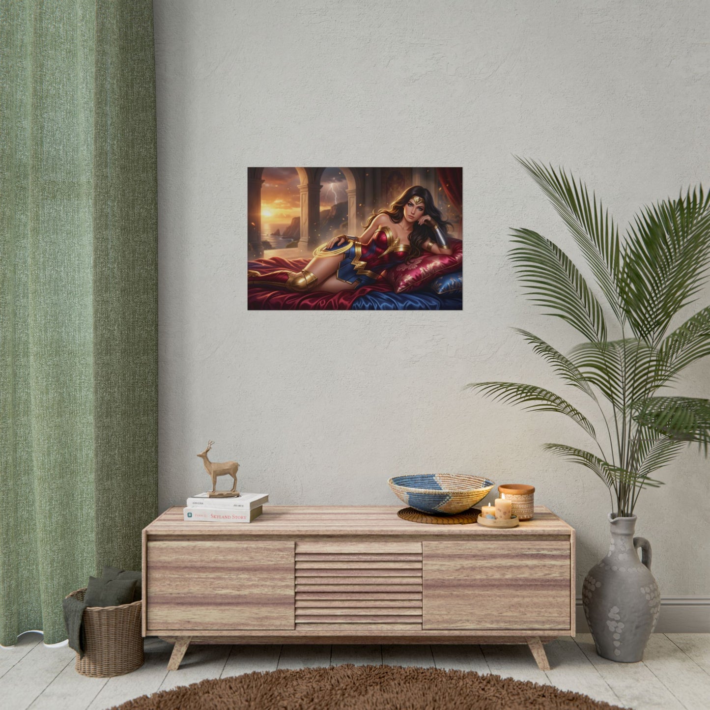 Wonder Woman Poster, Superhero Wall Art, Fantasy Print, Gamer Decor