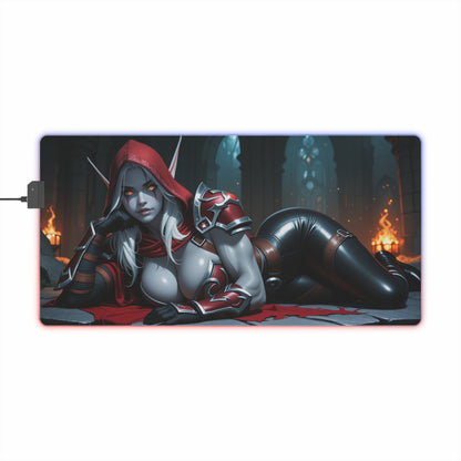 Килимок для столу Sylvanas Windrunner – світлодіодний RGB-підсвітлювальний килимок, ігровий комплект із зображенням дівчини з аніме Waifu