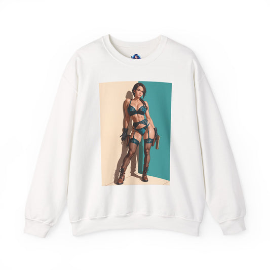 Lara Croft Sweatshirt, Abenteuer-Ikone-Rundhalsausschnitt, Gaming-Bekleidung für den Alltag