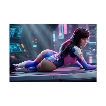 D.Va Poster, Overwatch Art Print, Sci-Fi Game Wall Art