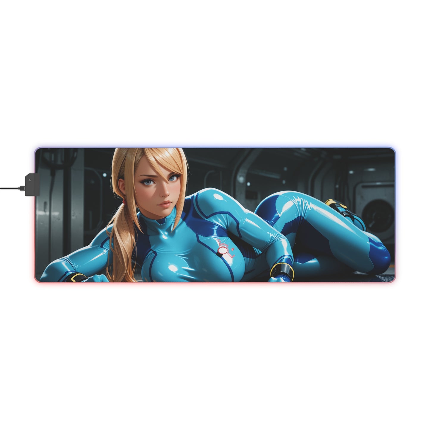 Килимок для столу Samus Aran – світлодіодний RGB-підсвітлювальний килимок, ігровий комплект із науково-фантастичною дівчиною Вайфу з аніме