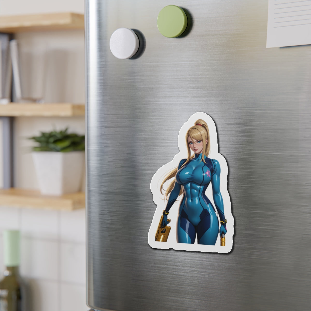 Samus Aran Magnet – Anime-Weltraumjäger-Kühlschrankmagnet, Dekoration fürs Gaming-Zimmer