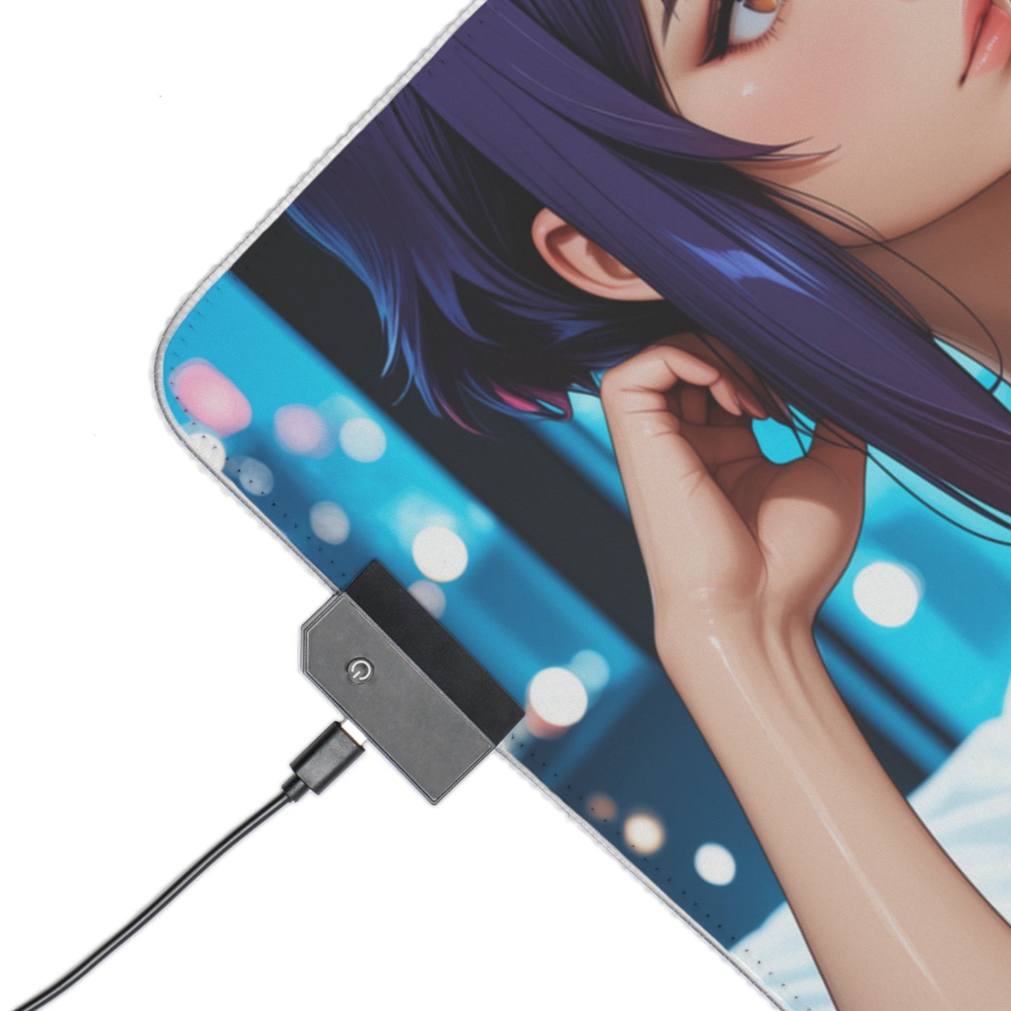 Motoko Kusanagi Desk Mat – LED RGB Pad, Cyber Waifu Anime Girl Setup