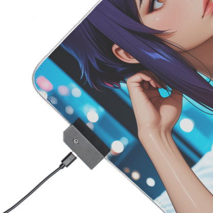 Motoko Kusanagi Desk Mat – LED RGB Pad, Cyber Waifu Anime Girl Setup