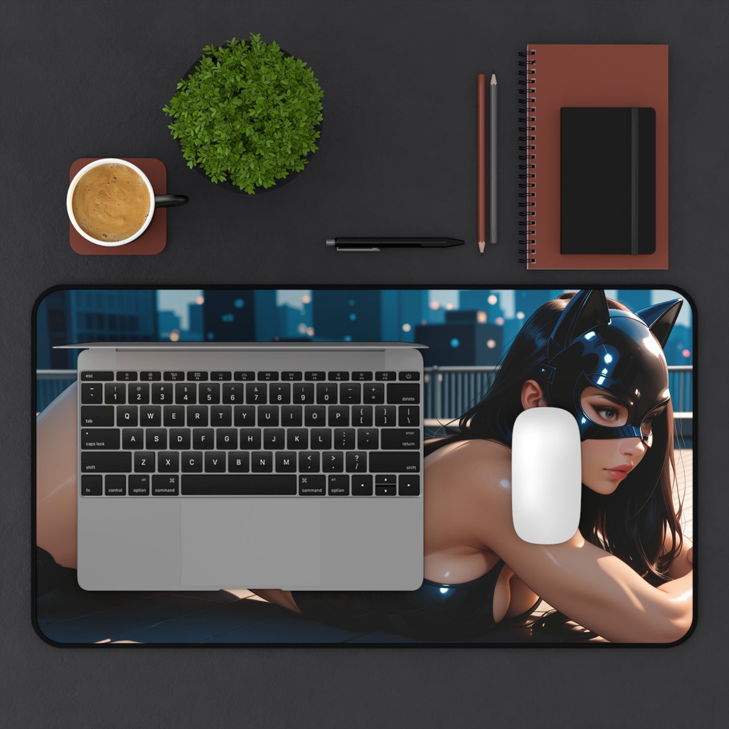 Catwoman Gaming Mouse Pad, Superhero Desk Mat, Comic Villain Girl Gaming Setup