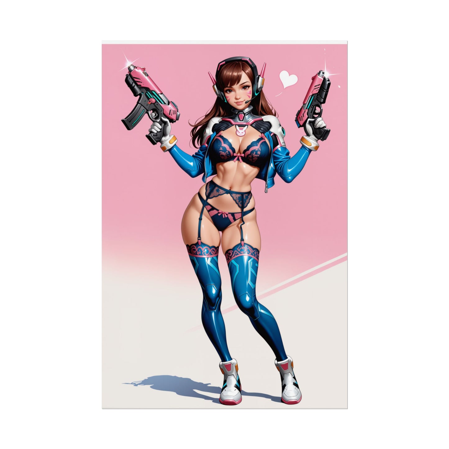 D.Va-Poster, Overwatch-Anime-Girl-Kunstdruck, Wanddeko fürs Gamerzimmer