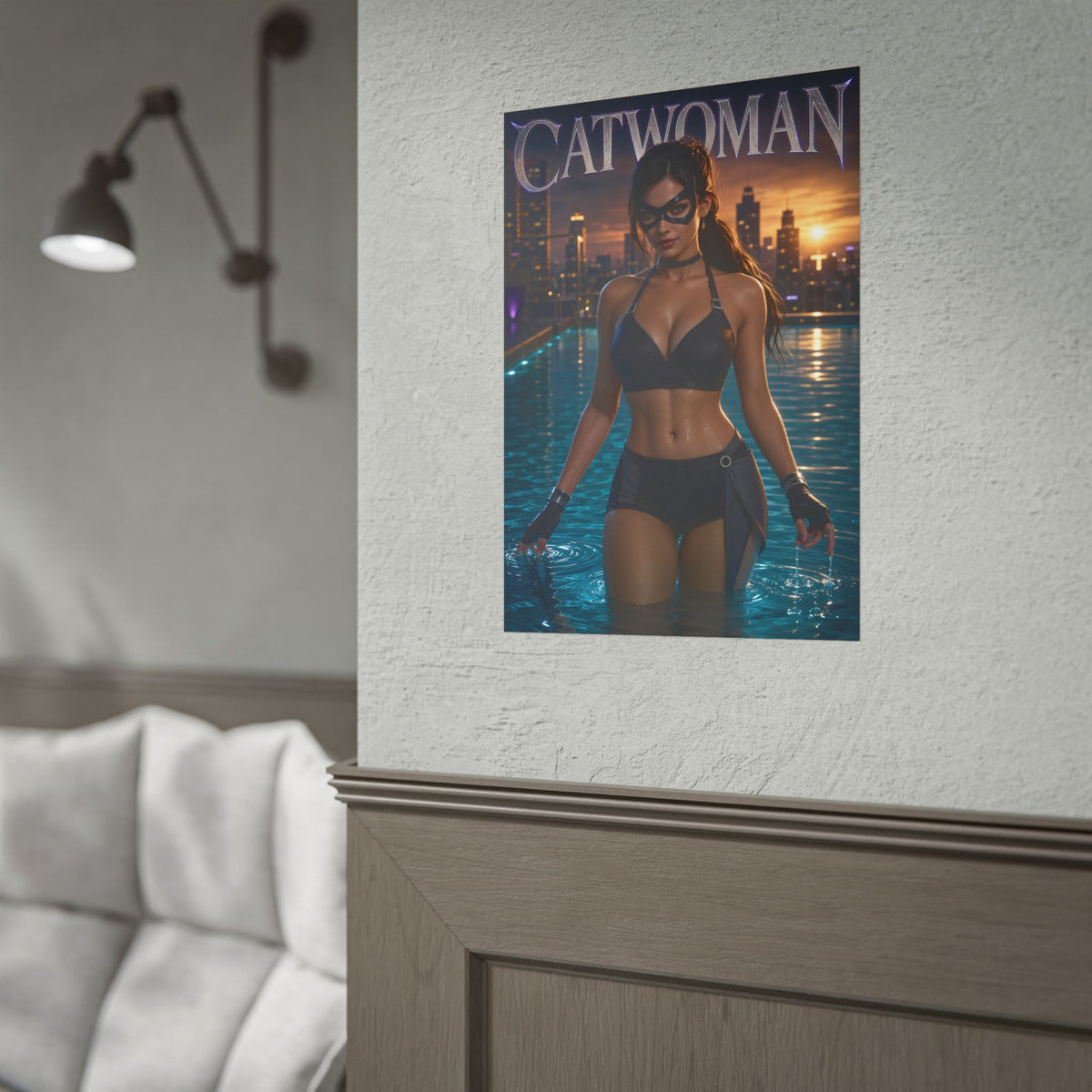 Comic Wall Art Catwoman Poster Heroine Room Decor Collectible Character Print