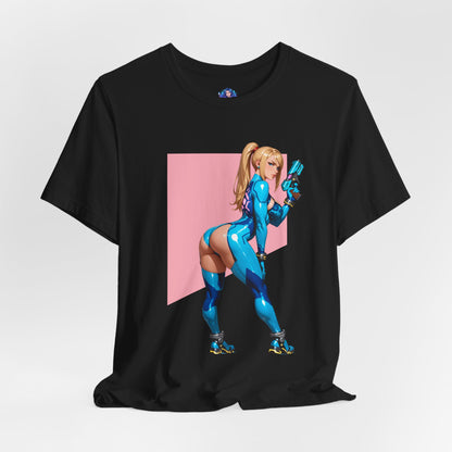 Samus Aran T-Shirt | Sci-Fi-Heldin-Shirt für Gamer und Otaku-Fans | Zero Suit Kriegerin-Shirt