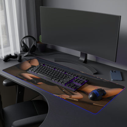 Alt Tag: Tifa Lockhart and Aerith Gainsborough Desk Mat – LED RGB Pad showcasing dual-heroine artwork on an RGB-lit large gaming desk mat