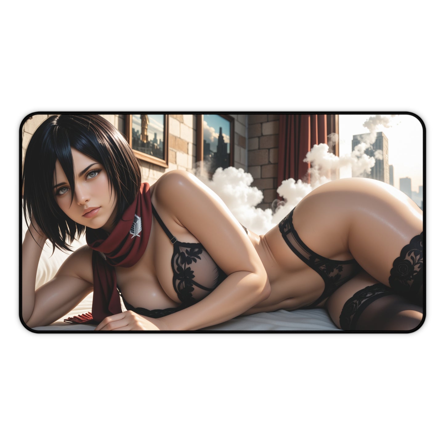 Mikasa Ackerman Gaming Mouse Pad, Attack on Titan Desk Mat, Anime Warrior Setup