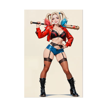 Настінний художній принт Харлі Квінн, плакат аніме Вайфу, декор кімнати для дівчини з коміксів