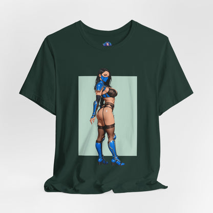 Kitana Grafik-T-Shirt | Mortal Kombat T-Shirt für Otakus und Kampfspielfans | Blaues Ninja-Waifu-Shirt