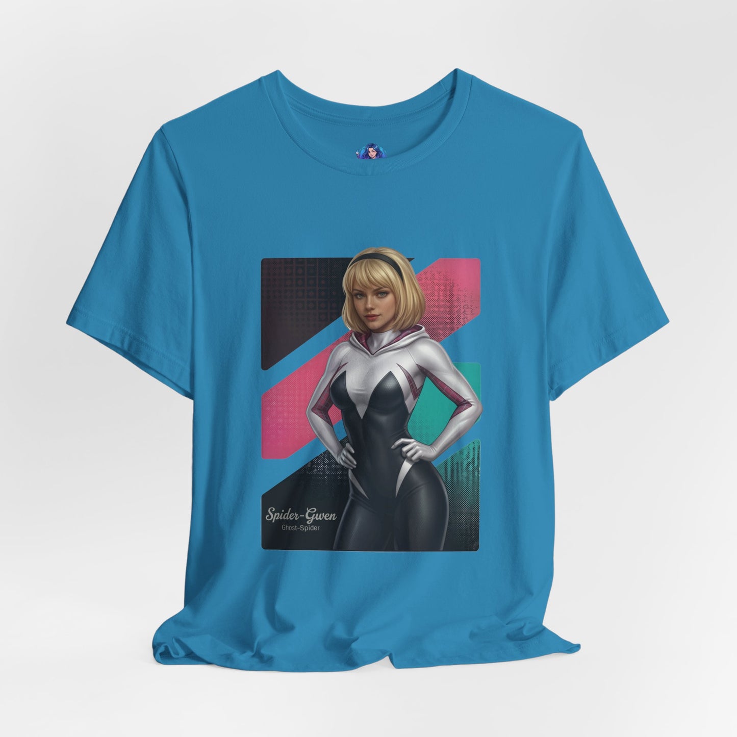 Spider-Gwen T-Shirt | Marvel Anime Tee for Gamers & Superhero Fans - anime-style Spider-Gwen on Bella Canvas 3001 tee
