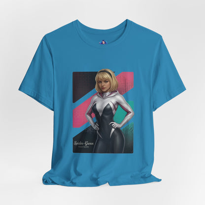 Spider-Gwen T-Shirt | Marvel Anime Tee for Gamers & Superhero Fans - anime-style Spider-Gwen on Bella Canvas 3001 tee