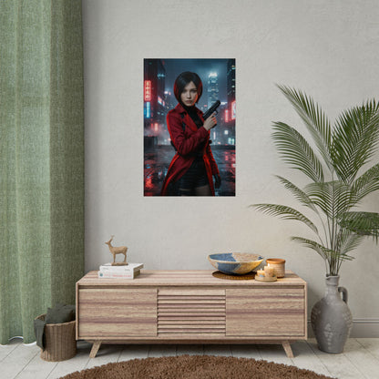 Ada Wong Poster Resident Evil Gun Action Wall Art Gaming Decor
