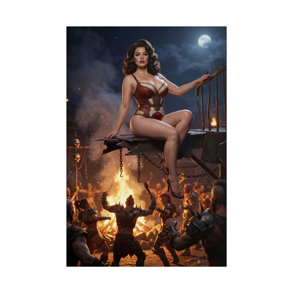 Fallout Dominant Woman Poster / Fallout Dominant Wall Art / Fallout Dominant Art Print / Fallout Poster - commanding woman seated above chaos, powerful presence