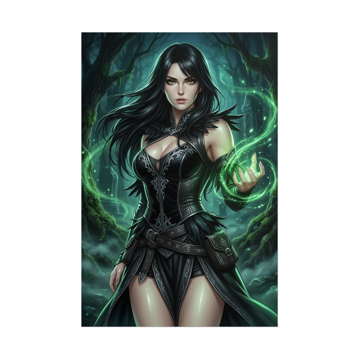 Morrigan Dragon Age Poster Fantasy Witch Woman Wall Art Dark Magic Character Print RPG Gaming Room Decor Gift
