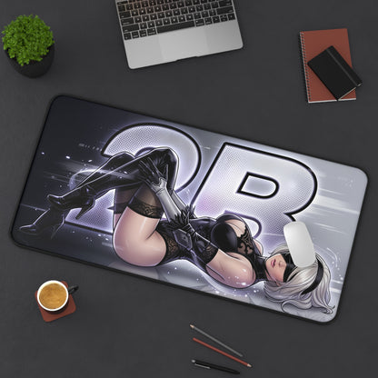 2B Mouse Pad – Action RPG Gaming Mouse Pad, Stylish Gamer Desk Decor featuring 2B artwork on a large premium gaming desk mouse pad