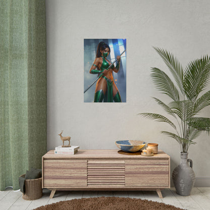 Jade Mortal Kombat Poster – Iconic Fighting Game Heroine Wall Art hung in modern gaming room display