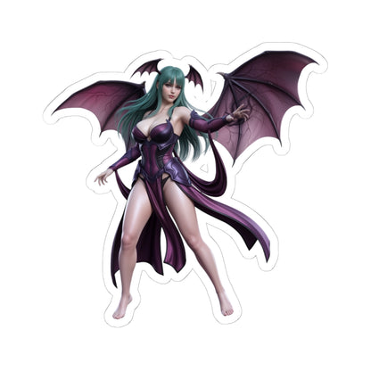 Morrigan Aensland Sticker – Darkstalkers Vinyl Sticker for Laptops & Indoor Decor showcasing glossy, detailed vinyl artwork of Morrigan with wings