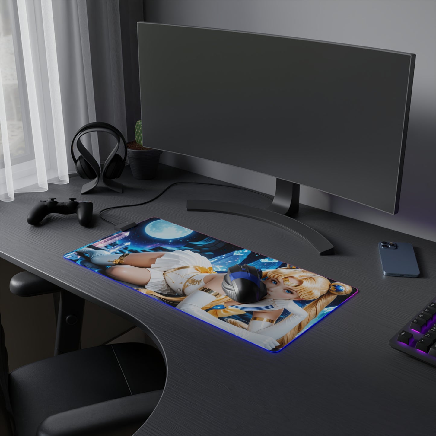 Килимок для столу Sailor Moon – світлодіодний RGB-підкладка, ігровий комплект із зображенням дівчини з аніме Waifu