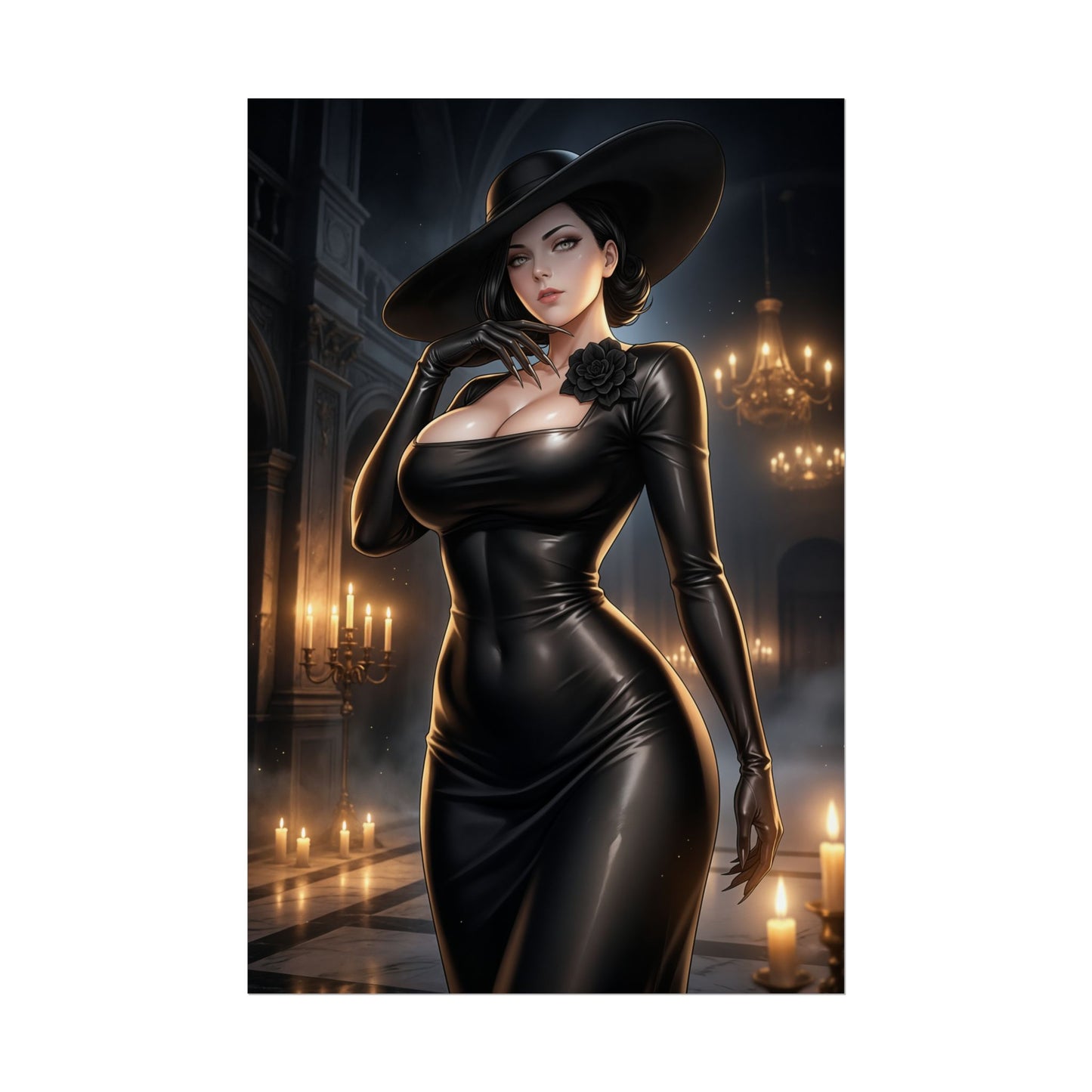 Lady Dimitrescu Resident Evil Village Poster Vampire Woman Wall Art Gothic Lady Print Horror Game Character Gaming Room Decor Gift