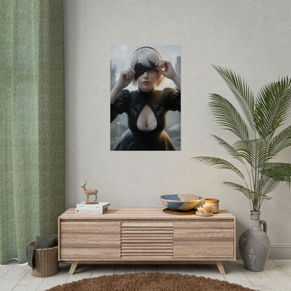 2B Nier Automata Poster, Nier Automata Wall Art Print, Android Girl Art, Gaming Room Decor, Gamer Gift